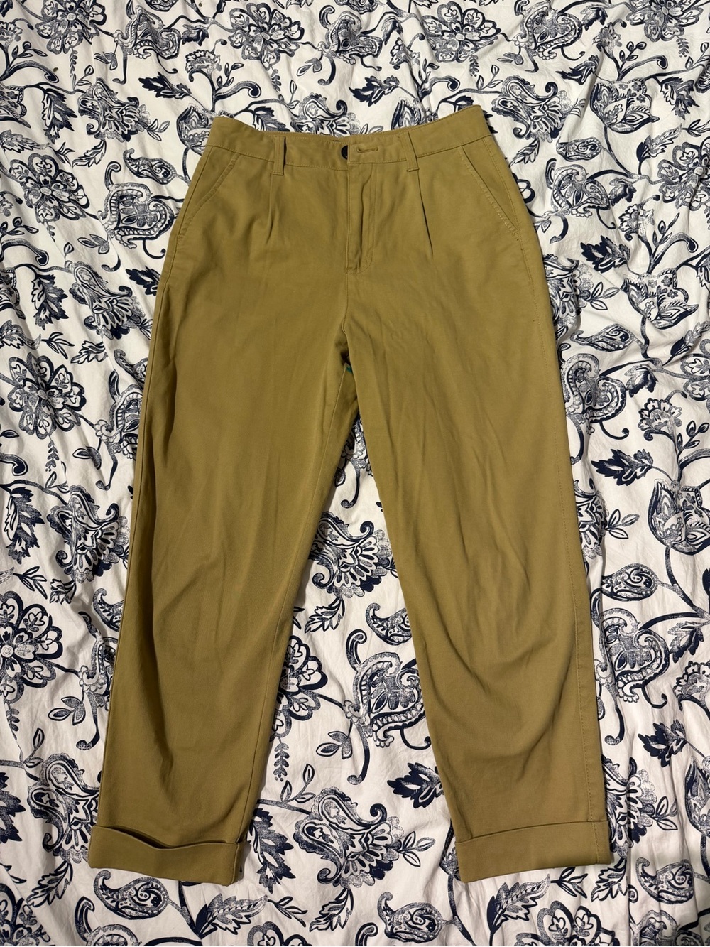 Bershka Olive Tan Tapered Chinos